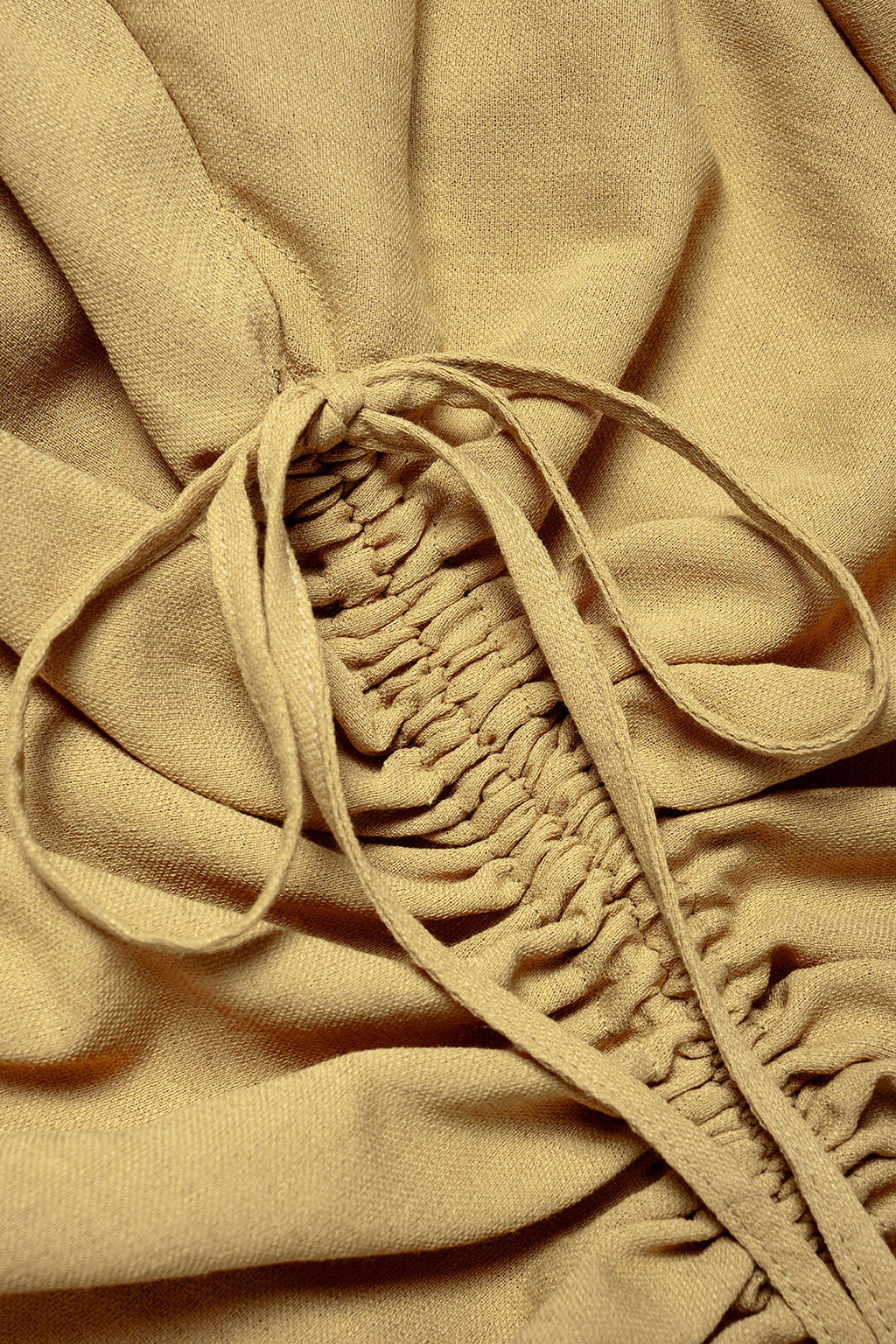 Linen Tie-Up Ruched Shirred Waistband Pants