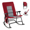 Oversized Folding Rocking Chair, Padded Patio Lounge Rocker w/Metal Frame, Armrests, Side Pocket