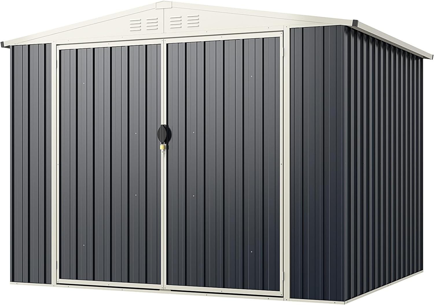 Metal Outdoor Storage Shed, Snap-on Structures for Efficient Assembly, All-Weather Color Steel Utility Storage House