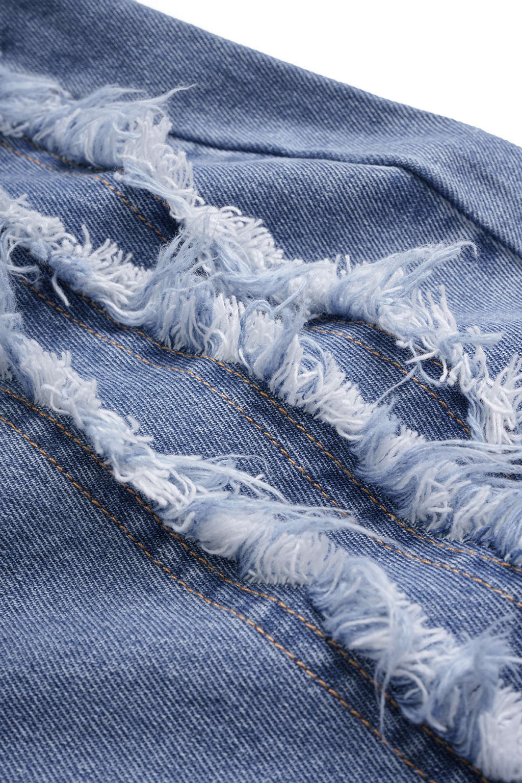 Denim Frayed Wide Leg Jeans