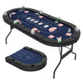 Poker Table Foldable, 8 Players Card Board Game Table w/Deep Metal Cup Holders