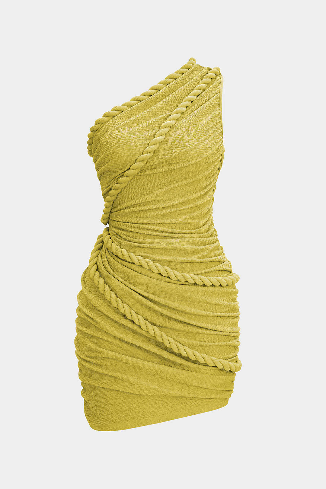 Ruched One Shoulder Twist Knot Sleeveless Mini Dress